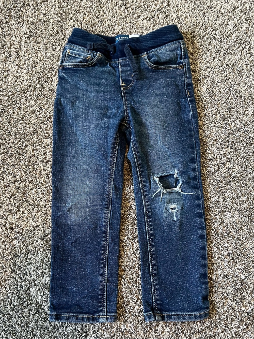 Old Navy Boys Dark Blue Distressed Jeans